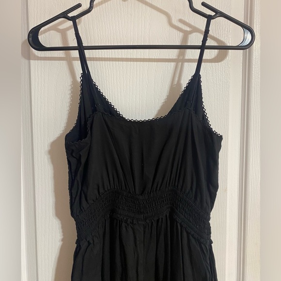 Aritzia Wilfred Irene Wide Leg Flowy Lace Trim V-Neck Black Modal Romper Size XS - Picture 12 of 16